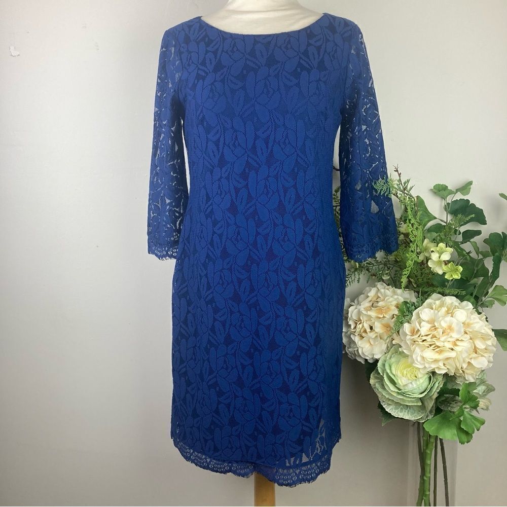 LONDON TIMES dress | lace | blue | size 4